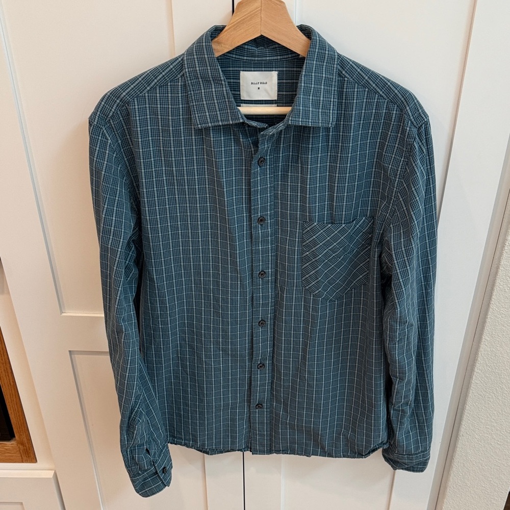 Billy Reid Blue Plaid Button-Up Shirt